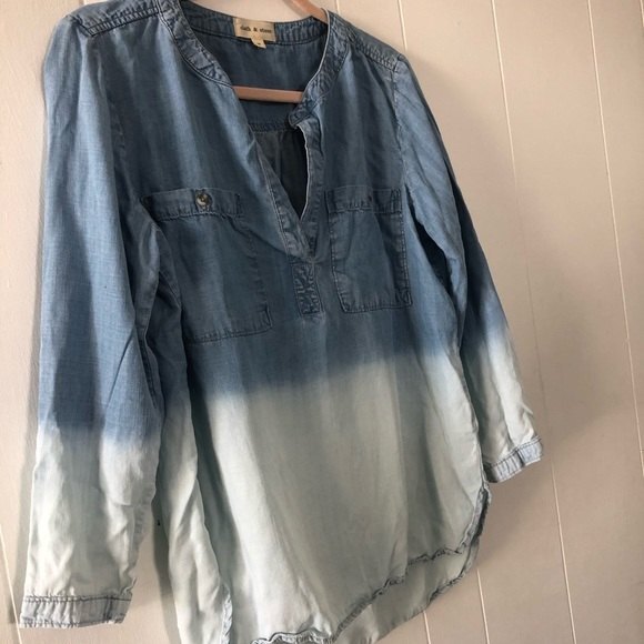 Cloth & Stone Anthropologie ombré dip dye  chambray  shirt size M - Picture 7 of 7